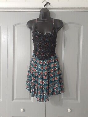 Sea Gypsies By Lost Black and Blue Crochet Mini Sundress